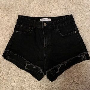 black denim shorts